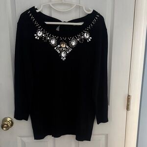Roz & Ali Black Knit Top